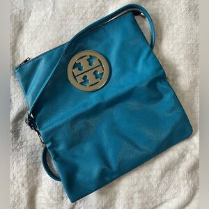 Tory Burch Teal blue leather handbag shoulder bag vintage in perfect condition